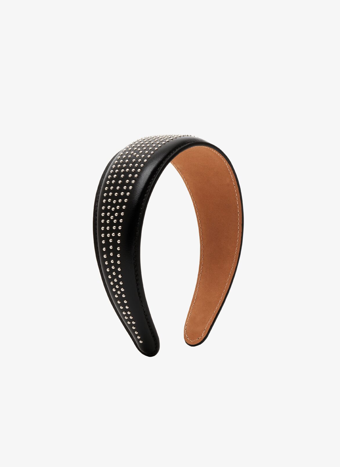 MICRO-STUDDED LEATHER HEADBAND ALAÏA BLACK MICRO-STUDDED LEATHER HEADBAND